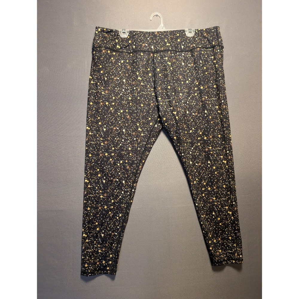 Uiuouipeu Athletic Leggings Womens 4XL Black Speckled Skinny Leg Yoga Workout